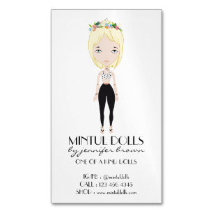 Carte De Visite Magnétique Portrait d'une adolescente blonde aux cheveux cour