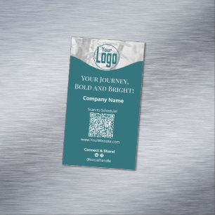 Carte De Visite Magnétique Portrait Turquoise White Life Coach Company