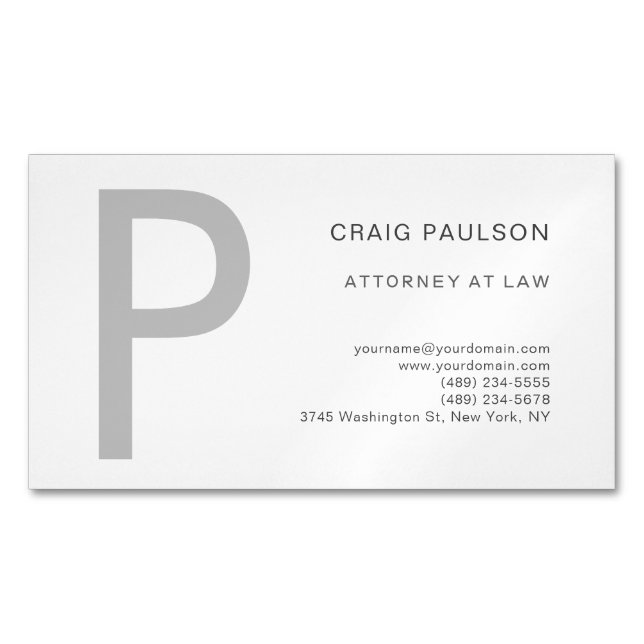 Carte De Visite Magnétique Premium Linen Monogramme Attorney at Law Modern (devant)