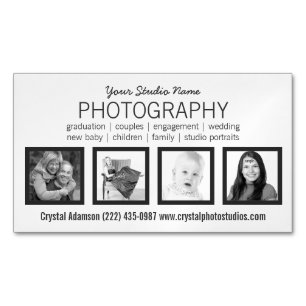 Carte De Visite Magnétique Pro photographe avec 4 photos faites sur commande
