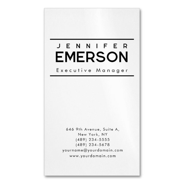 Carte De Visite Magnétique Professional minimalist modern plain  (devant Vertical)