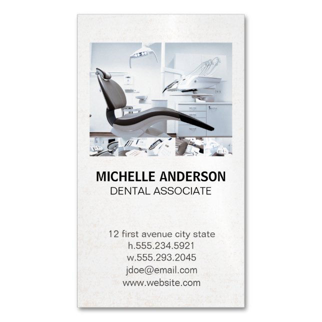 Carte De Visite Magnétique Professionnel de la dentition | Bureau des dentist (devant Vertical)