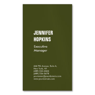 Carte De Visite Magnétique Professionnel minimaliste moderne armée vert