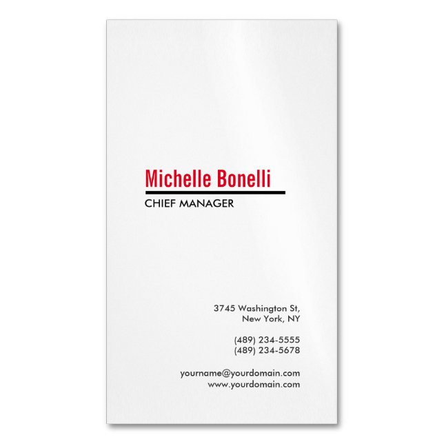 Carte De Visite Magnétique Professionnel Minimaliste Simple Blanc Moderne Pla (devant Vertical)