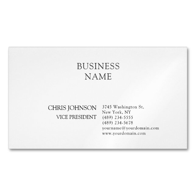 Carte De Visite Magnétique Professionnel Moderne Plain Simple (devant)