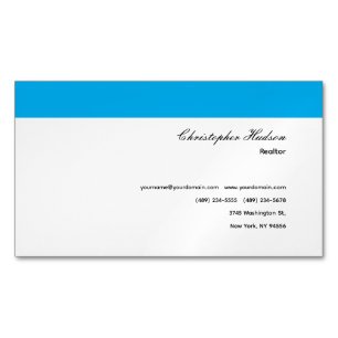 Carte De Visite Magnétique Professionnel Simple Immobilier simple Bleu Blanc