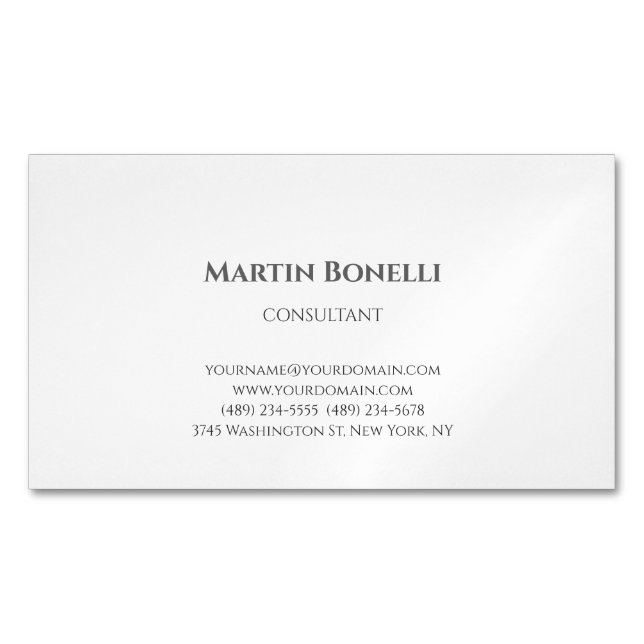 Carte De Visite Magnétique Professionnel Unique Classique Simple Blanc (devant)