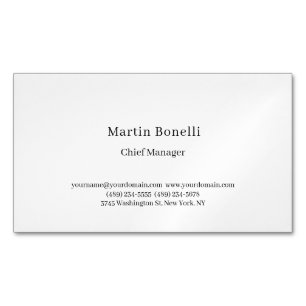 Carte De Visite Magnétique Professionnel Unique Classique Simple Blanc