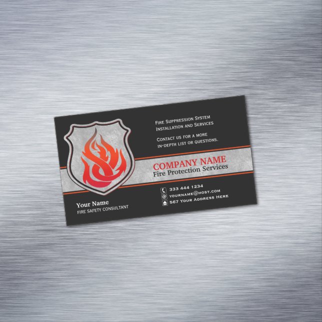 Carte De Visite Magnétique Protection contre l'incendie par bouclier de flamm (In Situ)
