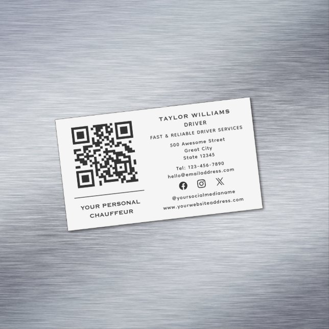 Carte De Visite Magnétique QR Code Chauffeur Service Taxi Conducteur Médias s (In Situ)