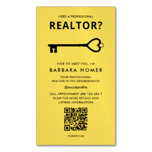 Carte De Visite Magnétique Réalisateur moderne Immobilier noir et jaune