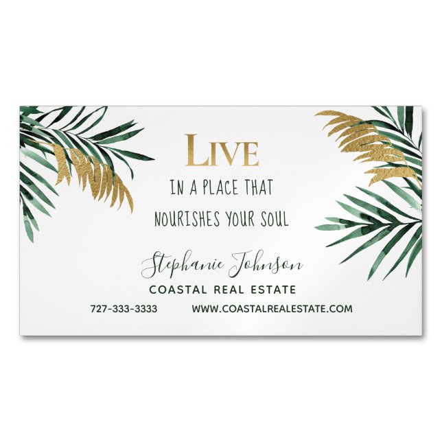 Carte De Visite Magnétique Realtor de citation de motif tropical (devant)