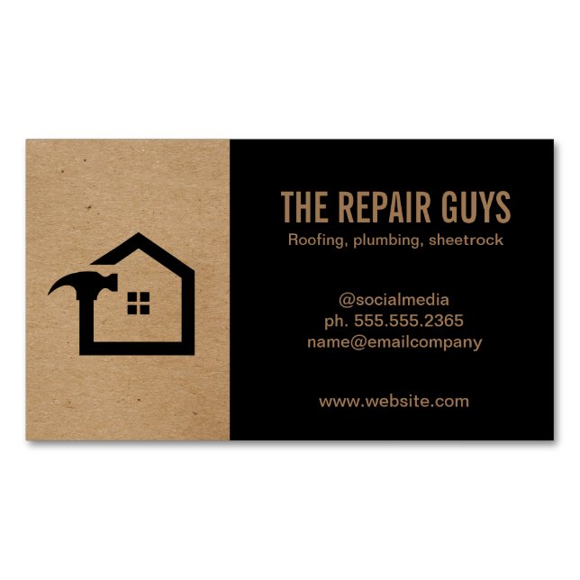 Carte De Visite Magnétique Réparation à domicile | Handyman | Construction (devant)