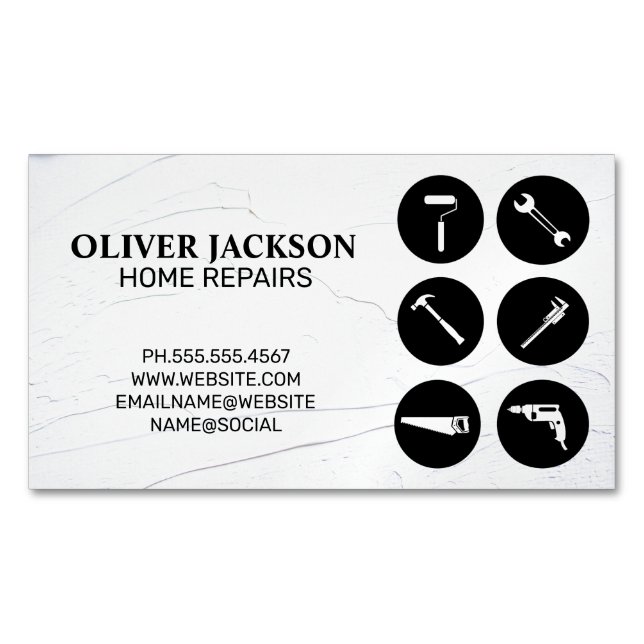 Carte De Visite Magnétique Réparation à domicile | Outils | Handyman (devant)