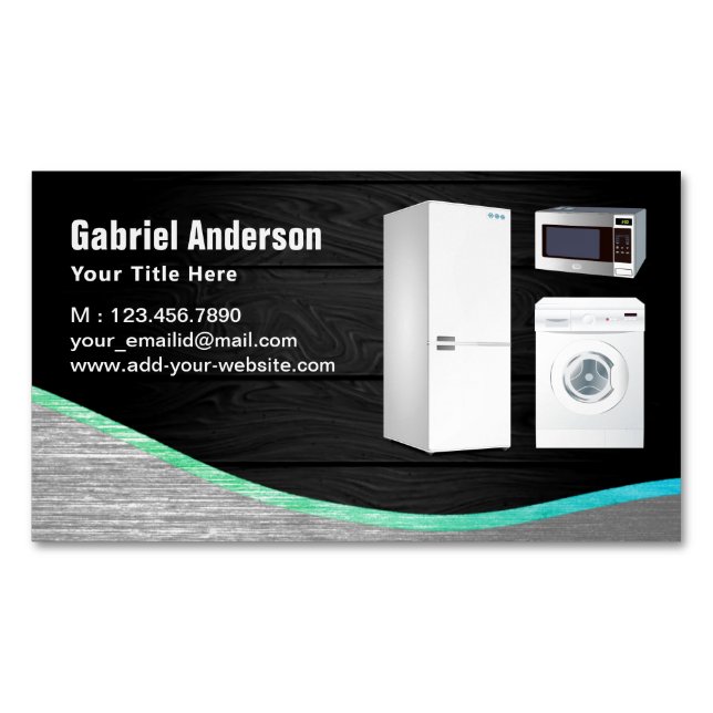 Carte De Visite Magnétique Réparation des appareils ménagers en acier gris ru (devant)