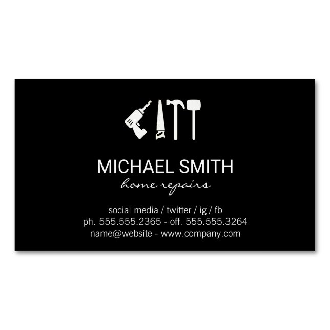 Carte De Visite Magnétique Réparation des services à domicile | Outils matéri (devant)