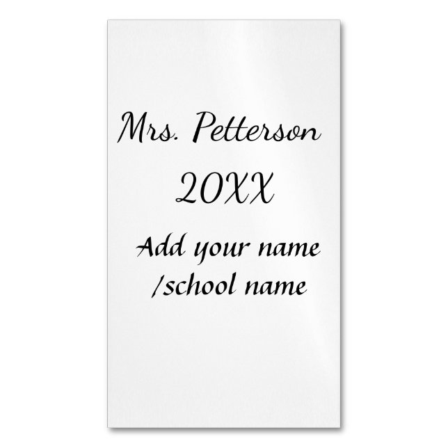 Carte De Visite Magnétique Retour à l'école ajouter nom de l'enseignant année (devant Vertical)