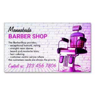 Carte De Visite Magnétique Retro Barber Shop Purple Simple