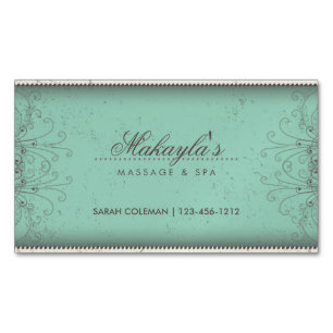 Carte De Visite Magnétique Rétro chic moderne élégant de damassé florale