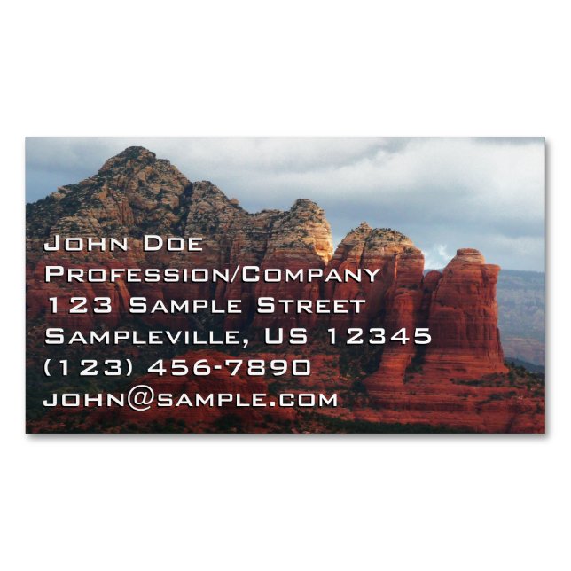 Carte De Visite Magnétique Roche à café nuageux à Sedona Arizona (devant)