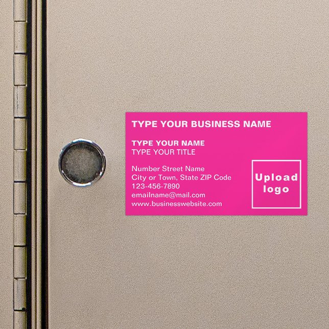Carte de visite magnétique rose aligné gauche (Pink magnetic business card in left aligned style)