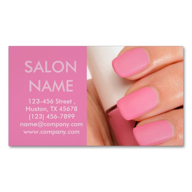 Carte De Visite Magnétique rose rose ongles mode beauté SPA ongle salon (devant)