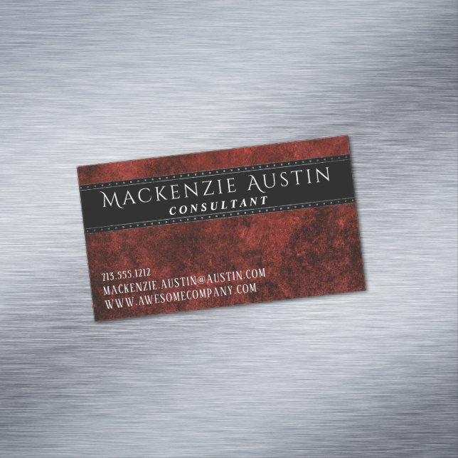 Carte De Visite Magnétique Ruby Crimson Rouge | Classic Grunge Professional (In Situ)