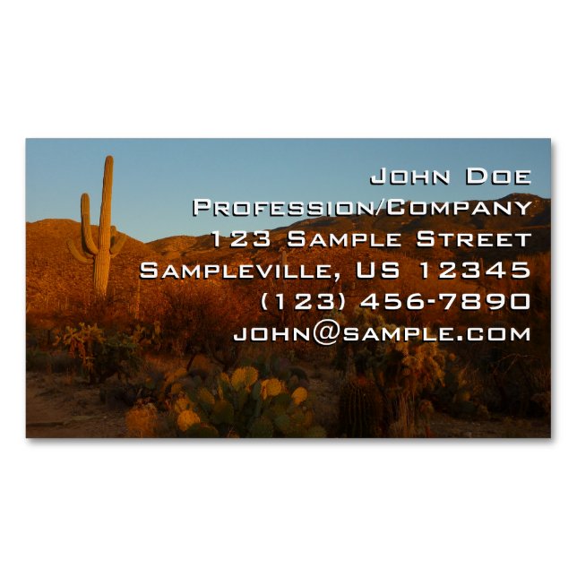 Carte De Visite Magnétique Saguaro Sunset I Arizona Désert Paysage (devant)