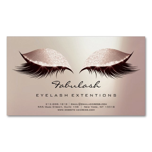 Carte De Visite Magnétique Salon de beauté Blush Rose Gold Adresses Maquillag (devant)