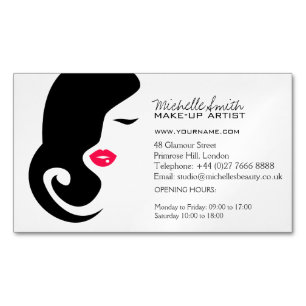 Carte De Visite Magnétique Salon de beauté noir minimaliste femme Silhouette