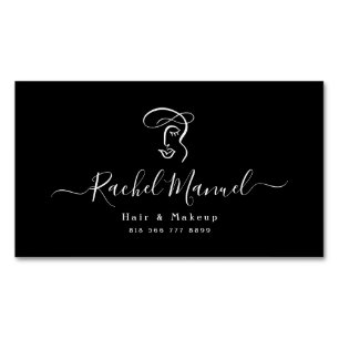 Carte De Visite Magnétique Salon de maquillage et de coiffure de calligraphie