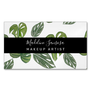 Carte De Visite Magnétique Salon de Maquillage Jungle Verdure Aquarelle Monst