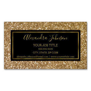 Carte De Visite Magnétique Salon de Parties scintillant Black and Gold Girl