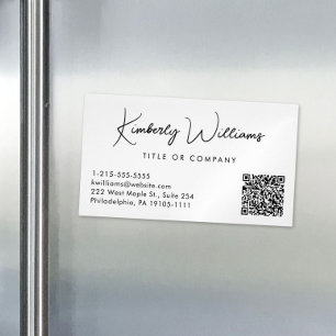 Carte De Visite Magnétique Script minimal QR Code Professionnel