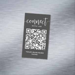 Carte De Visite Magnétique Se Connecter Avec Nous Qr Code Gris Chic Moderne M