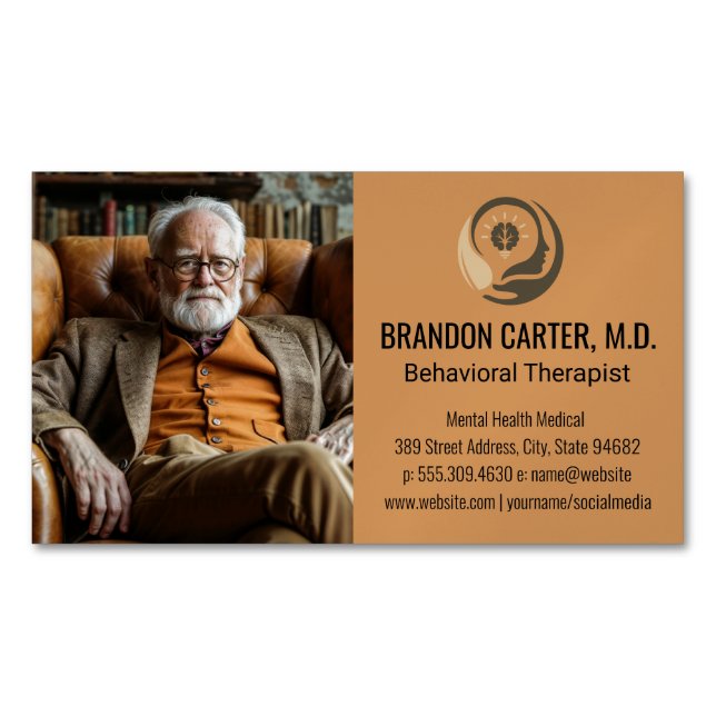 Carte De Visite Magnétique Senior Gentleman | Thérapiste (devant)