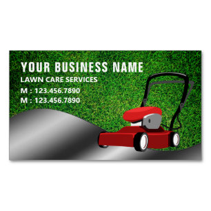 Carte De Visite Magnétique Service de jardinage Red Lawn Mower Coupe de gazon