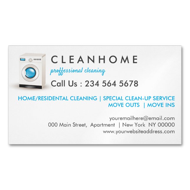 Carte De Visite Magnétique Service de nettoyage à sec (devant)