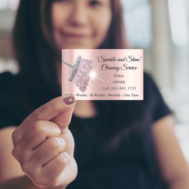 Carte De Visite Magnétique Service De Nettoyage Classique Rose D'Argent Gris  (Classy Cleaning Service Maid Gray Silver Rose Business Card Magne)
