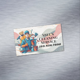 Carte De Visite Magnétique Service de nettoyage de maison moderne et de ménag