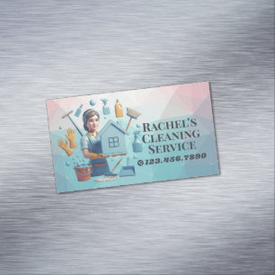 Carte De Visite Magnétique Service de nettoyage de maison moderne ménage