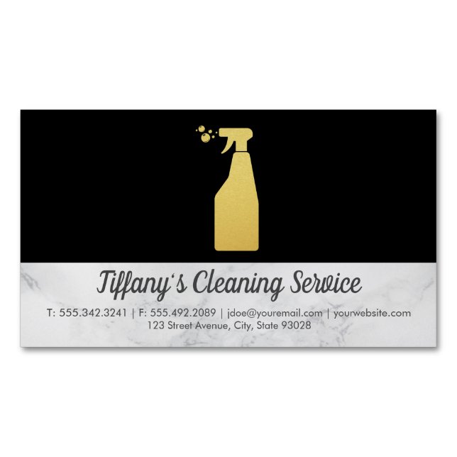Carte De Visite Magnétique Service de nettoyage | Spray nettoyant pour femme  (devant)