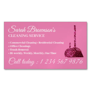 Carte De Visite Magnétique Service Janitorial Lux Pink Glitz