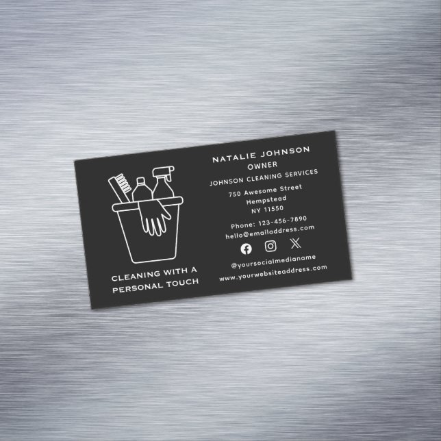 Carte De Visite Magnétique Services de nettoyage des maisons de médias sociau (In Situ)