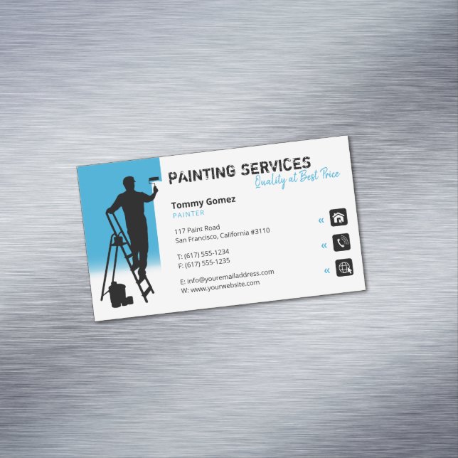 Carte De Visite Magnétique Services de peinture | Peintre au travail (In Situ)