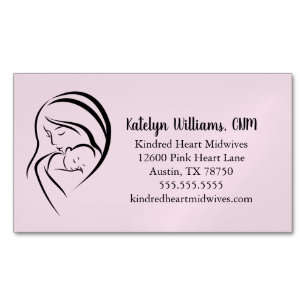 Carte De Visite Magnétique Services de sage-femme rose Maman & Bébé Doula
