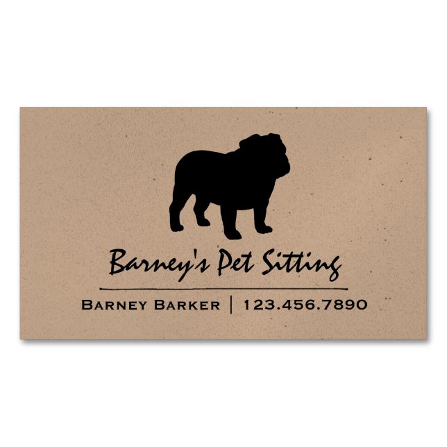 Carte De Visite Magnétique Silhouette Bulldog (devant)