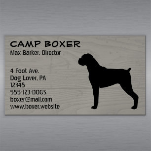 Carte De Visite Magnétique Silhouette de chien de boxe avec oreilles naturell