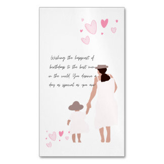 Carte De Visite Magnétique Silhouette de cœur rose de mère et fille