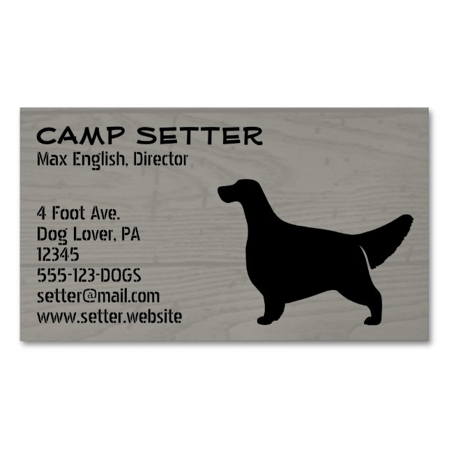 Carte De Visite Magnétique Silhouette de Setter anglais | Chien race Faux Woo (devant)
